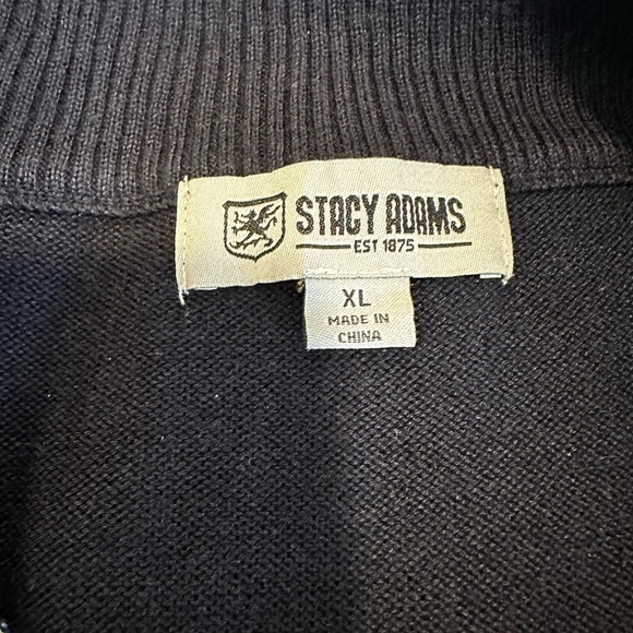 Stacy Adams Men’s XL Full Zip Large Hounds Tooth Mock Collar Preppy Sweater. - Picture 8 of 13